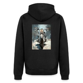 Motorcycle Painting Canvas Oil Painting - Unisex Premium Organic Zip Hoodie - black - Back - Nico (187cm)