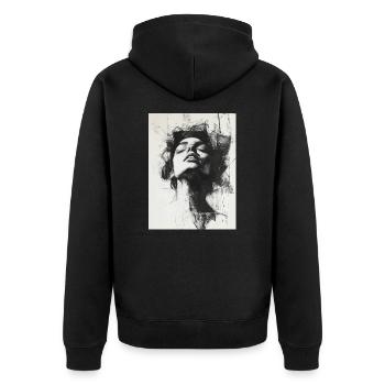 Visage de Banksy - Femme abstraite - Dessin - Veste à capuche bio Premium Unisexe - noir - Dos - Nico (187cm)