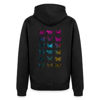 SCHMETTERLING FALTER - Unisex Premium Bio Zip Hoodie - Schwarz - Hinten - Nico (187cm)