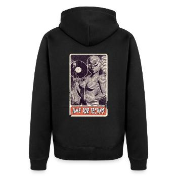 Alienfrau DJ avec disque pour les mélomanes. - Veste à capuche bio Premium Unisexe - noir - Dos - Nico (187cm)