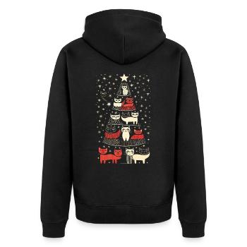 Katzen Tannenbaum Weihnachten Christbaum - Unisex Premium Bio Zip Hoodie - Schwarz - Hinten - Nico (187cm)