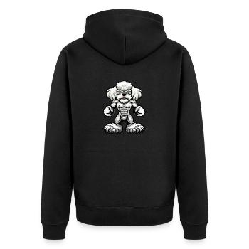 Poodle Dog Muscles Bodybuilding - Unisex Premium Organic Zip Hoodie - black - Back - Nico (187cm)