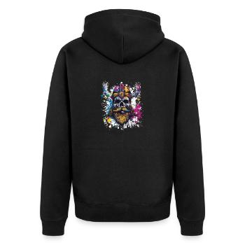 Viking Skull - Unisex Premium Organic Zip Hoodie - black - Back - Nico (187cm)