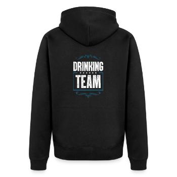 Drinking Crew - Unisex Premium Bio Zip Hoodie - Schwarz - Hinten - Nico (187cm)