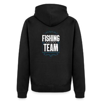 Fishing Team - Unisex Premium Organic Zip Hoodie - black - Back - Nico (187cm)