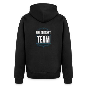 Fieldhockey Team - Unisex Premium Bio Zip Hoodie - Schwarz - Hinten - Nico (187cm)
