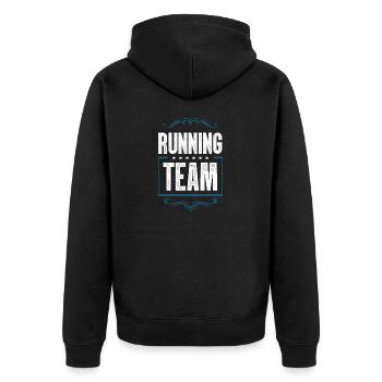 Running Team - Unisex Premium Organic Zip Hoodie - black - Back - Nico (187cm)