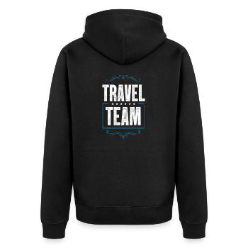 Travel Team - Unisex Premium Bio Zip Hoodie - Schwarz - Hinten - Nico (187cm)