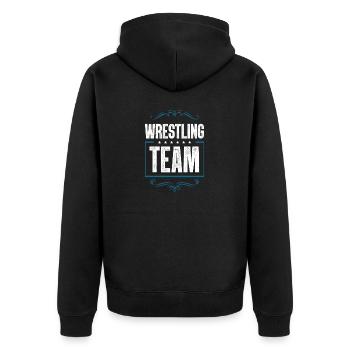 Wrestling Team - Unisex Premium Bio Zip Hoodie - Schwarz - Hinten - Nico (187cm)