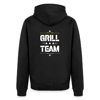 Grill Team - Unisex Premium Organic Zip Hoodie - black - Back - Nico (187cm)