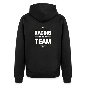 Racing Team - Unisex Premium Bio Zip Hoodie - Schwarz - Hinten - Nico (187cm)