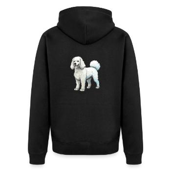 Pudel Hund - Unisex Premium Bio Zip Hoodie - Schwarz - Hinten - Nico (187cm)