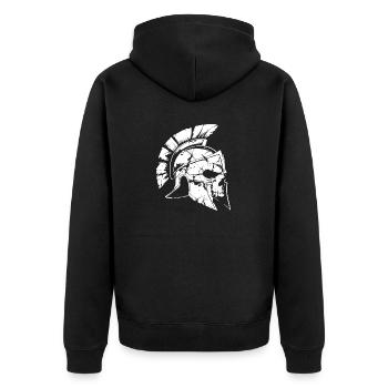 Spartan Gladiator Skull - Unisex Premium Organic Zip Hoodie - black - Back - Nico (187cm)
