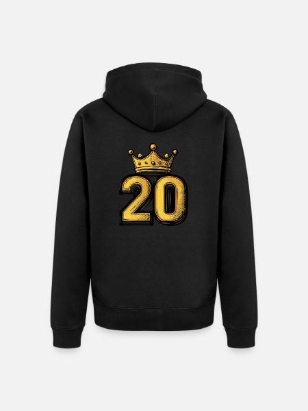 20 Zahl Krone - Unisex Premium Bio Zip Hoodie - Schwarz