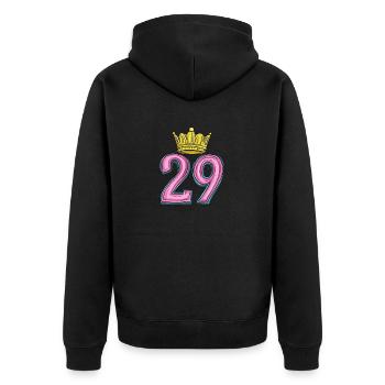 29 Zahl Krone - Unisex Premium Bio Zip Hoodie - Schwarz - Hinten - Nico (187cm)