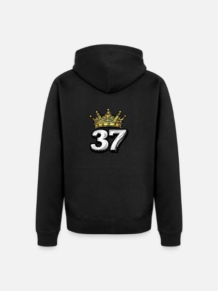 37 Number Krone - Unisex Premium Organic Zip Hoodie - black