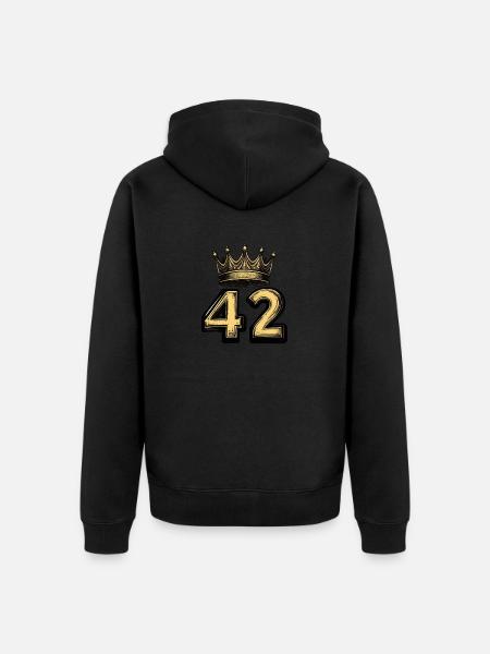 42 Zahl Krone - Unisex Premium Bio Zip Hoodie - Schwarz