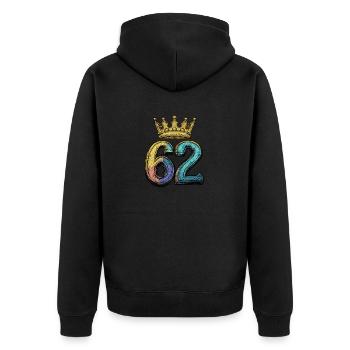 62 Number Crown - Unisex Premium Organic Zip Hoodie - black - Back - Nico (187cm)