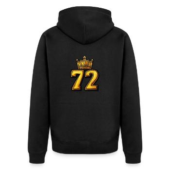 72 Zahl Krone - Unisex Premium Bio Zip Hoodie - Schwarz - Hinten - Nico (187cm)