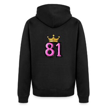 81 Number Krone - Unisex Premium Organic Zip Hoodie - black - Back - Nico (187cm)