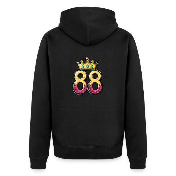 88 Number Crown - Unisex Premium Organic Zip Hoodie - black - Back - Nico (187cm)