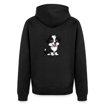Border Collie Hund Niedlich - Unisex Premium Bio Zip Hoodie - Schwarz - Hinten - Nico (187cm)