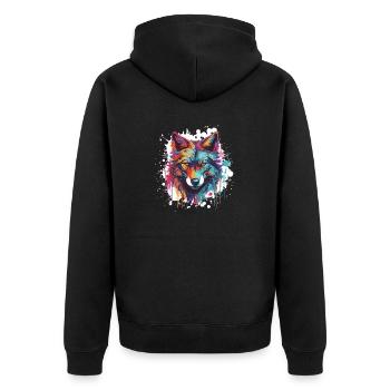 Tête de Pop Art Animal Loup - Veste à capuche bio Premium Unisexe - noir - Dos - Nico (187cm)