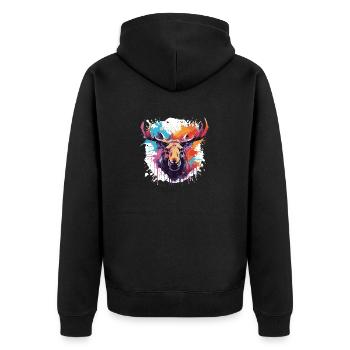 Elch Tier Pop Art Kopf - Unisex Premium Bio Zip Hoodie - Schwarz - Hinten - Nico (187cm)