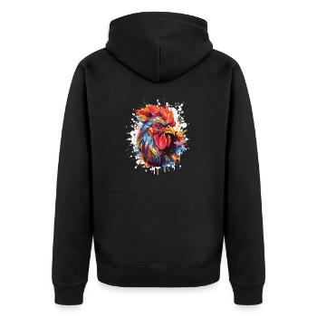 Hahn Tier Pop Art Kopf - Unisex Premium Bio Zip Hoodie - Schwarz - Hinten - Nico (187cm)
