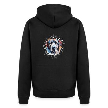 Kangal Hund Tier Pop Art Kopf - Unisex Premium Bio Zip Hoodie - Schwarz - Hinten - Nico (187cm)
