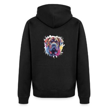 Mastiff Hund Tier Pop Art Kopf - Unisex Premium Bio Zip Hoodie - Schwarz - Hinten - Nico (187cm)