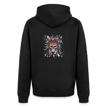 Crâne Apache Indien - Veste à capuche bio Premium Unisexe - noir - Dos - Nico (187cm)