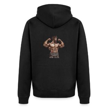 Muscle Bodybuilder - Unisex Premium Organic Zip Hoodie - black - Back - Nico (187cm)