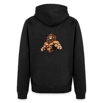 Löwe Beast - Unisex Premium Bio Zip Hoodie - Schwarz - Hinten - Nico (187cm)