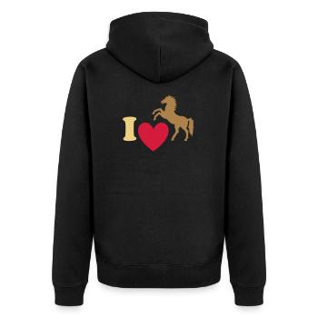 ★ Les couleurs de conception peuvent être modifiées ★ J'adore les chevaux - Veste à capuche bio Premium Unisexe - noir - Dos - Nico (187cm)