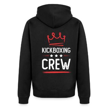 Kickboxing Crew - Unisex Premium Organic Zip Hoodie - black - Back - Nico (187cm)