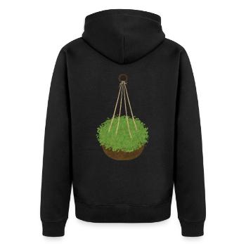 Pflanzenampel Zimmerpflanze Makramee Geschenkidee - Unisex Premium Bio Zip Hoodie - Schwarz - Hinten - Nico (187cm)