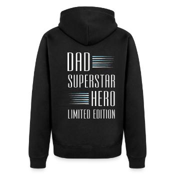 Papa Limited Edition Dad Vater - Unisex Premium Organic Zip Hoodie - black - Back - Nico (187cm)