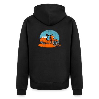Simson Schwalbe GDR Moped - Unisex Premium Organic Zip Hoodie - black - Back - Nico (187cm)