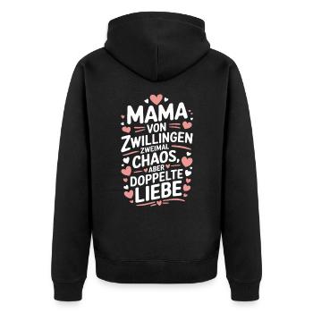Mama von Zwillingen Zwillings Mutter Zwillingsmama - Unisex Premium Bio Zip Hoodie - Schwarz - Hinten - Nico (187cm)