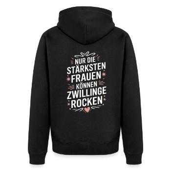 Twin Mom Zwillingsmutter Mama von Zwillingen - Unisex Premium Bio Zip Hoodie - Schwarz - Hinten - Nico (187cm)