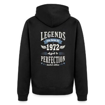né en 1972 anniversaire 52 ans cadeau légende - Veste à capuche bio Premium Unisexe - noir - Dos - Nico (187cm)