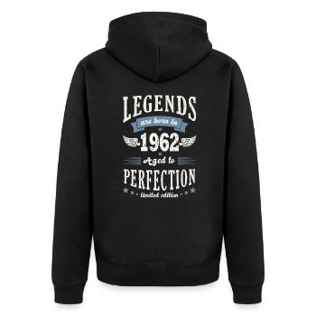 né en 1962 anniversaire 60 ans cadeau légende - Veste à capuche bio Premium Unisexe - noir - Dos - Nico (187cm)