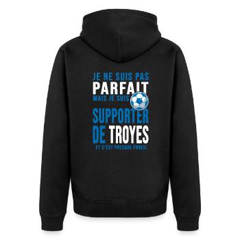supporter football Troyes Humour foot Club Troyes - Veste à capuche bio Premium Unisexe - noir - Dos - Nico (187cm)