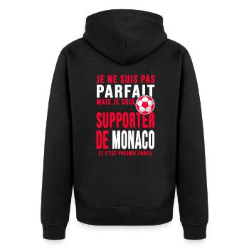 supporter foot Monaco Humour foot club Monégasques - Veste à capuche bio Premium Unisexe - noir - Dos - Nico (187cm)