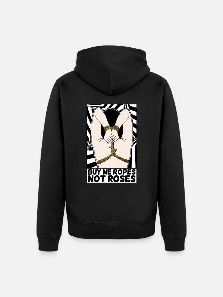 EROTISCHE POP-ART KUNSTWERK SEXY SHIBARI BONDAGE MEISJE - Uniseks Premium bio ziphoodie - zwart