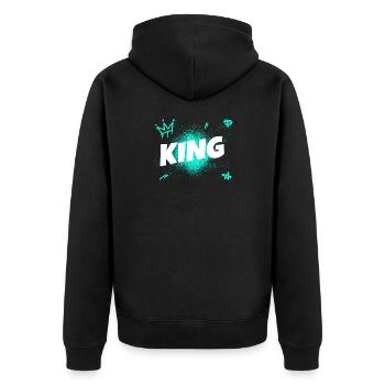 King King Scripture Prover - Unisex Premium Organic Zip Hoodie - black - Back - Nico (187cm)