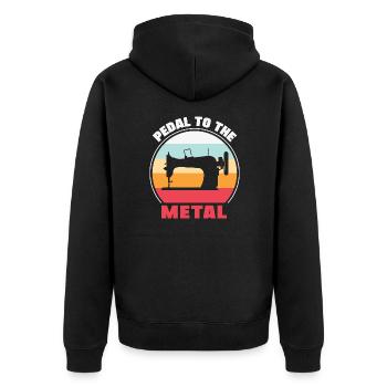 Retro Sewing Machine Lover For Sew Lovers - Unisex Premium Organic Zip Hoodie - black - Back - Nico (187cm)