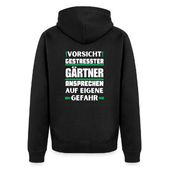 Ne parlez pas aux jardiniers stressés ! - Veste à capuche bio Premium Unisexe - noir - Dos - Nico (187cm)
