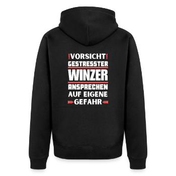Ne parlez pas à des vignerons stressés ! - Veste à capuche bio Premium Unisexe - noir - Dos - Nico (187cm)